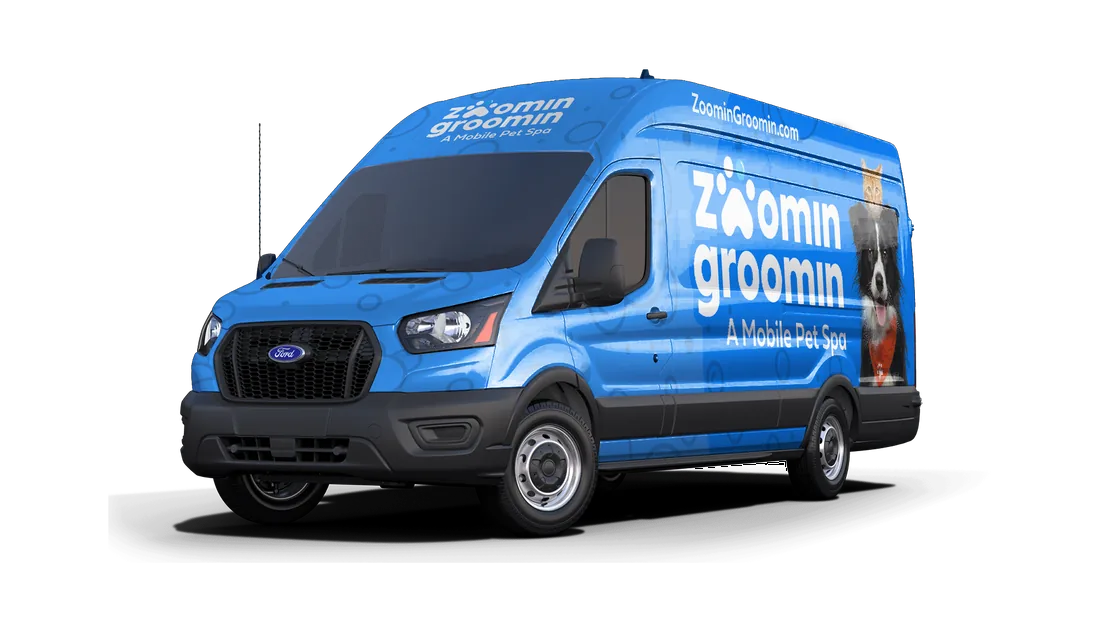 Zoomin Groomin mobile pet grooming franchise van — premium mobile pet spa